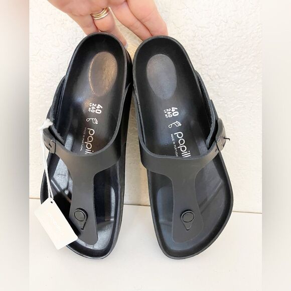 Birkenstock Papillio Gizeh Flex Black Leather Platform Sandals Size 9 NWT - Picture 15 of 16